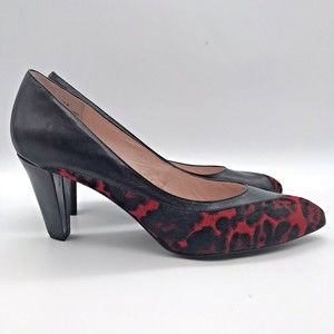 Bellini Palermo Womans 12W Pointy Toe 3" Pumps Black/Red Pony Hair Leather Shoes